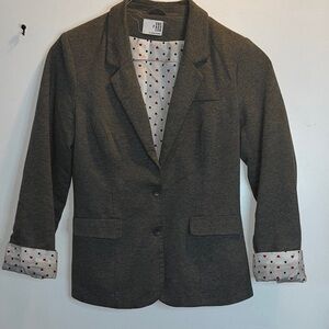 Charcoal Blazer with Polka Dot Lining